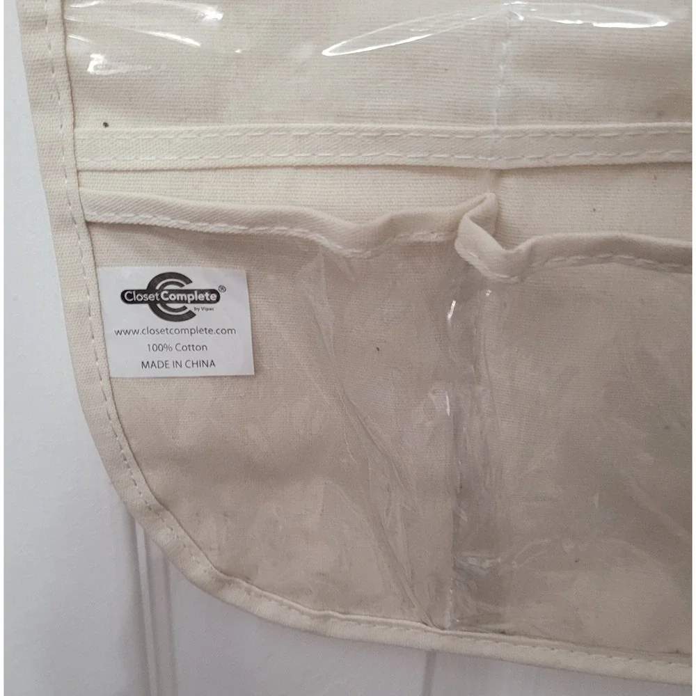 Closet Complete Hanging Jewelry Organizer 80 Pockets Cream Cotton Canvas 2 sided
